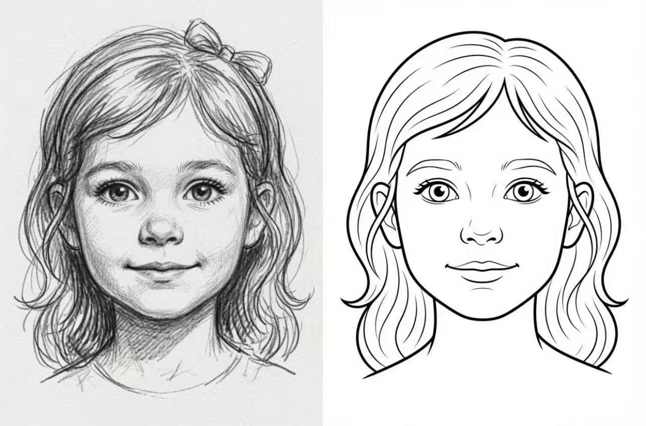 Sketch and line art output styles shown side by side