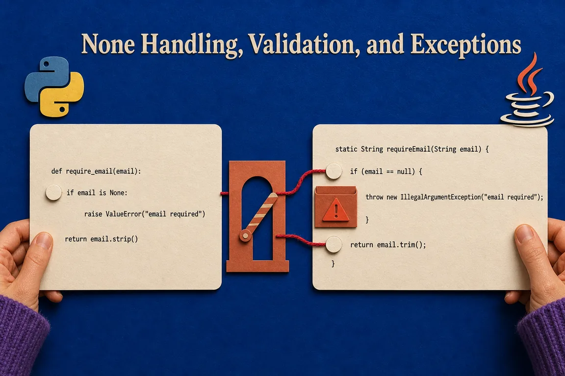 Python None checks and validation represented in Java