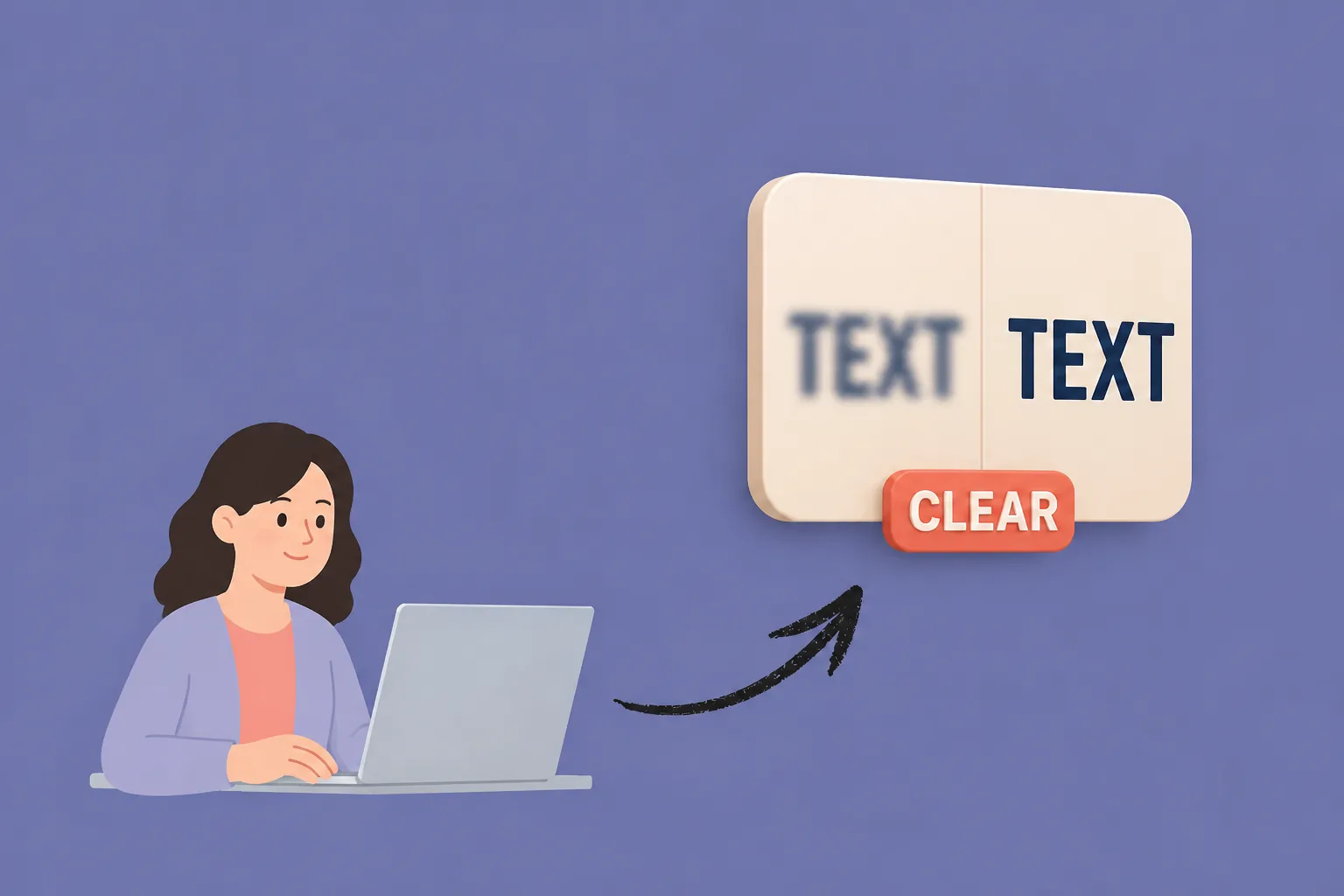 Illustration of AI changing blurred text into clear text